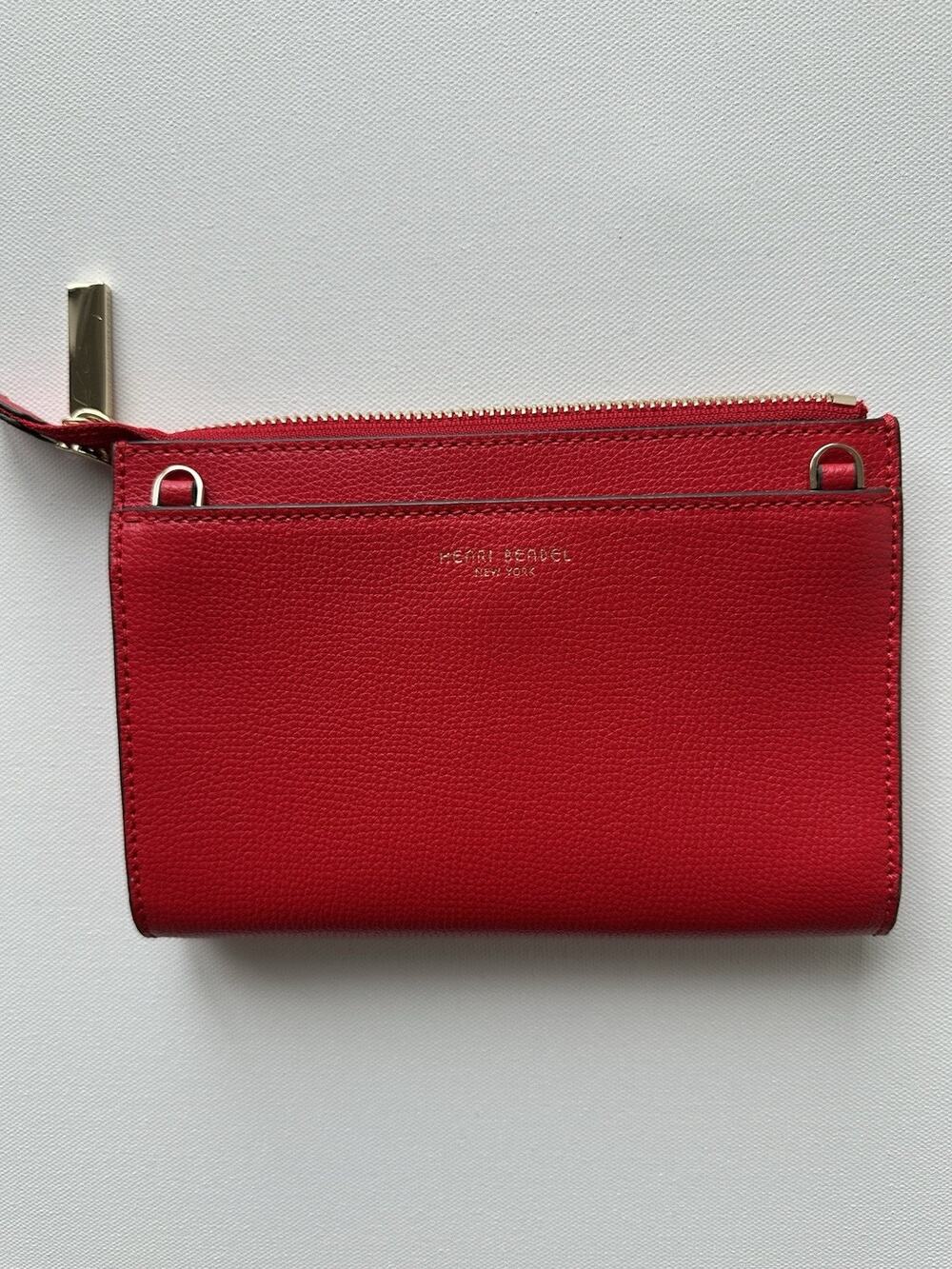 Henri Bendel Miss Bendel Pouch True Red Pebbled Leather- No Chain NWT